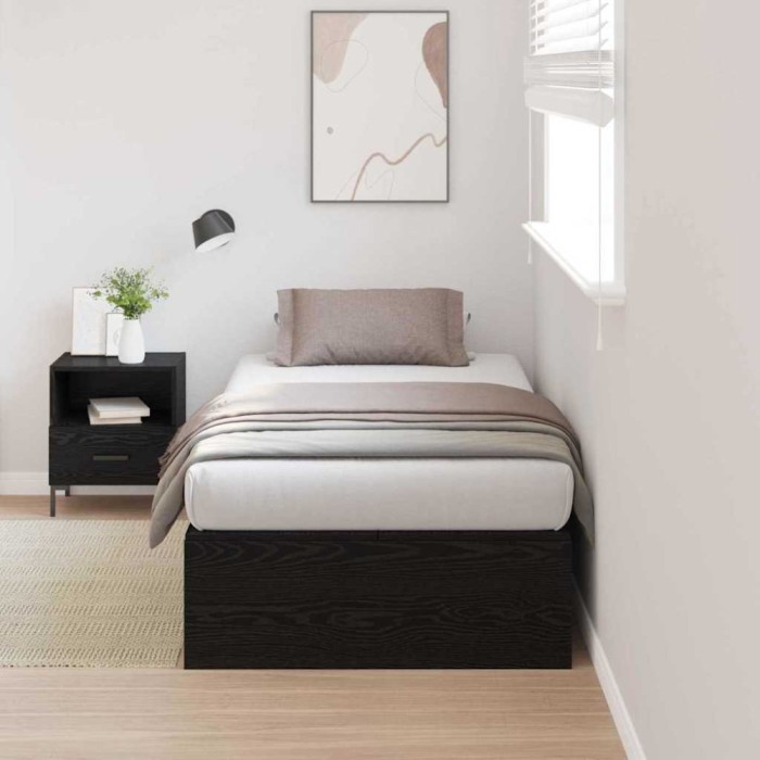 vidaXL Cadru de pat cu depozitare , Negru Stejar, 80 x 200 cm