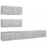 Cumpara ieftin Set de dulapuri TV, 4 piese, gri beton, lemn prelucrat