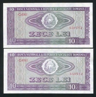 q609 PERECHE CONSECUTIVA 10 LEI 1966 NECIRCULATA UNC foto