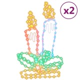 Figurine lumanari de Craciun cu 144 LED-uri, 2 buc., 70x42 cm