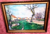 Litteczky Endre (1880-1953) tablou ulei/p&acirc;nză, peisaj Sătmărean din 1942, Natura, Impresionism
