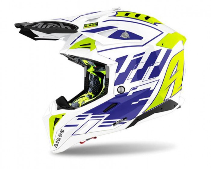 Casca Airoh Aviator 3 Rampage Blue White 2021