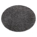 Flokati l&acirc;nă rotund gri, cerc 200 cm
