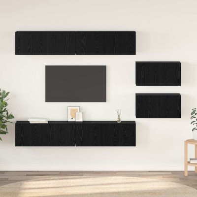 vidaXL Set comodă TV 6 pcs Stejar Negru 80 x 30 x 30.5 cm mic 3393160 foto