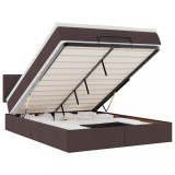 Cumpara ieftin Cadru de pat otoman cu saltea tesatura maro inchis 140x200 cm