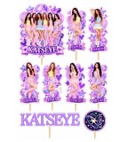 Set 8 Toppere Model KATSEYE pentru Tort, Carton Foliat