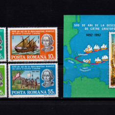 RO 1992 LP 1296+1297 "500 ani descoperirea Americii",serie si colita 277, MNH