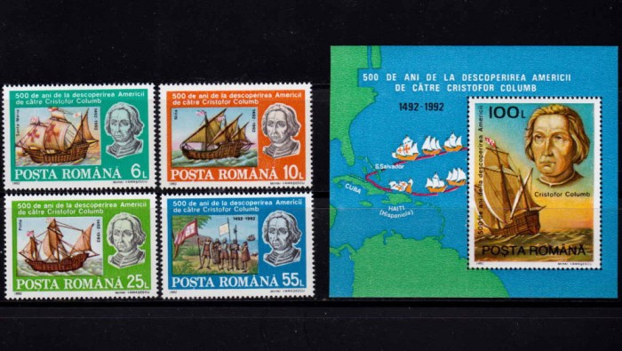✅ RO 1992 LP 1296+1297 &quot;500 ani descoperirea Americii&quot;,serie si colita 277, MNH