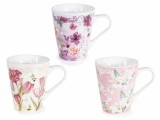 Cumpara ieftin Set 3 cani portelan multicolor Flower &Oslash; 8,5 cm x 10 H, 280 ml