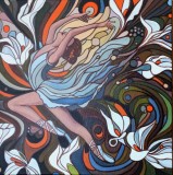 Tablou pictat manual BALERINA,50x50 cm