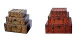 Cumpara ieftin Set 6 cufere depozitare lemn piele maro 28 x 16 x 11, 40 x 23,5 x 16, 50 x 30 x 20 cm