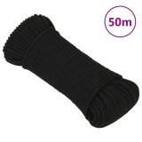 VidaXL Fr&acirc;nghie de lucru, negru, 4 mm, 50 m, poliester