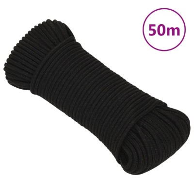 vidaXL Fr&amp;acirc;nghie de lucru, negru, 4 mm, 50 m, poliester foto