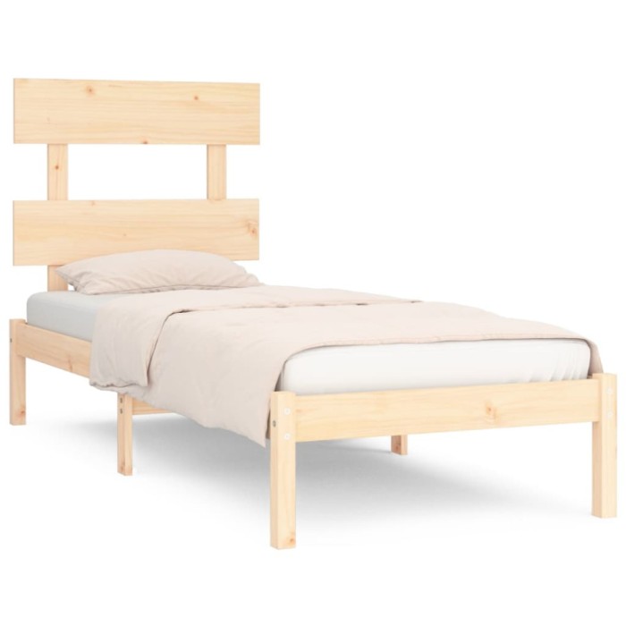 Cadru de pat mic single, 75x190 cm, lemn masiv