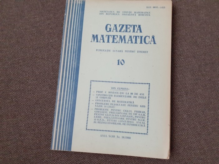 GAZETA MATEMATICA NUMARUL 10/1988