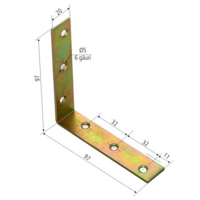 COLTAR METALIC DREPTUNGHIULAR 20/97X97MM foto