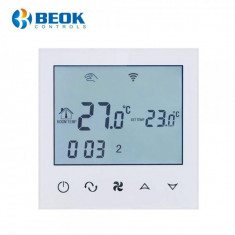 Termostat cu fir pentru aer conditionat BeOk TDS21WIFI-AC2, Control de pe telefonul mobil, Compatibil cu sisteme HVAC albastru foto
