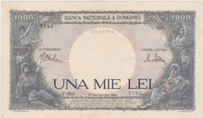 ROMANIA 1000 lei 1941 VF foto