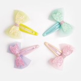 Clame de par cu fundite pastel si glitter, 4 buc, 6 cm, CMCLASS