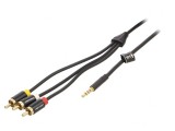 Cablu Jack 3,5mm la RCA x3 2m Aurit Negru PVC