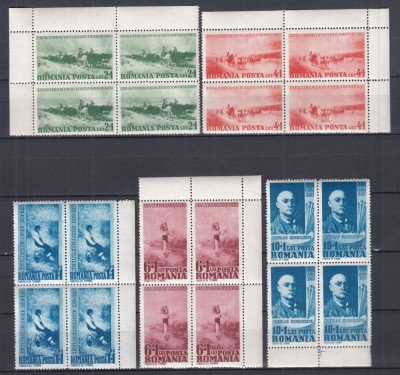 ROMANIA 1938 LP127 CENTENARUL NASTERII PICTORULUI NICOLAE GRIGORESCU SERIA IN BLOC DE 4 TIMBRE STARE MNH foto