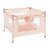Set 2 in 1 pentru papusi, tarc de joaca si scaun de masa, DeCuevas, lemn si textil, Tulipe, Roz