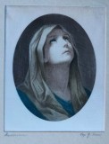 Cumpara ieftin Fecioara Maria, copie color semnată pe mătase, după Guido Reni