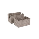 Set 2 cosulete impletite, pentru depozitare, Gri, 28x16x15 cm