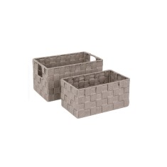 Set 2 cosulete impletite, pentru depozitare, Gri, 28x16x15 cm foto