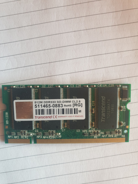 ram DDR1 - pentru laptop - 512 Mb - Transcend