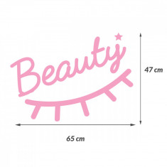 Sticker Decorativ Salon Frumusete ?Beauty?, 47?65 cm, Roz, Oracal foto