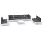 Set mobilier de gradina cu perne, 9 piese, lemn masiv de pin