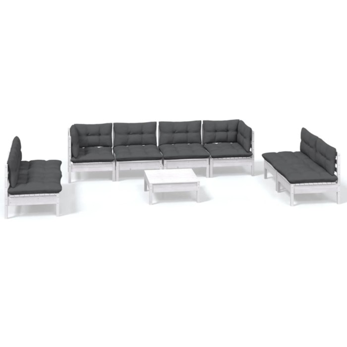 Set mobilier de gradina cu perne, 9 piese, lemn masiv de pin