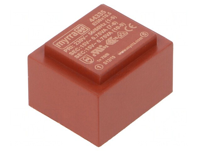 Transformator &icirc;ncapsulat 1,5VA 230V 15V PCB