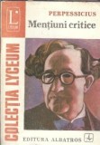 Mentiuni Critice - Perpessicius