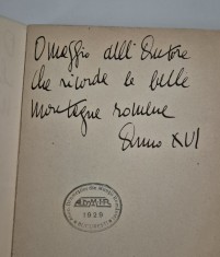 Carte cu autograf Aurelio Garobbio Retiche Pievi 1936 Versuri limba italiana