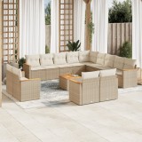 Set Canapele Gradina vidaXL, 14 Piese, Poliratan Bej, Perne Incluse, Design Modular, Rezistent UV, Ideal Terasa/Curte