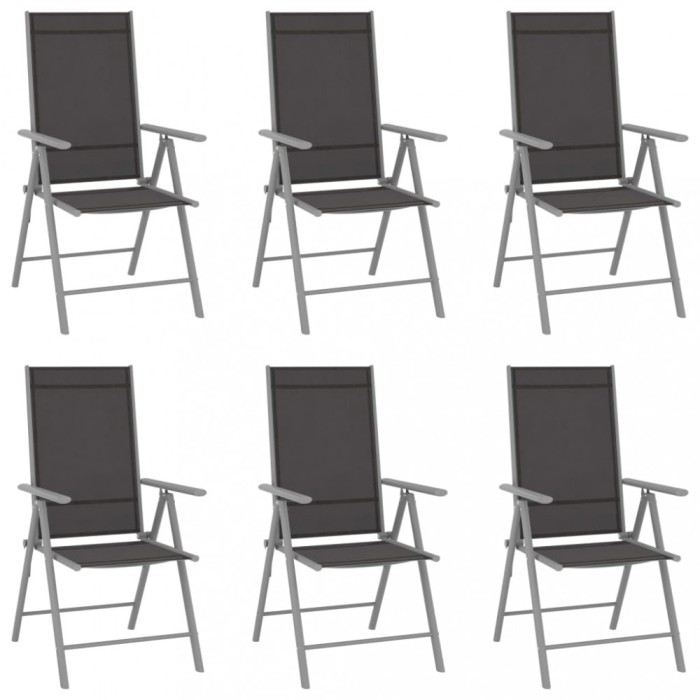Gossi scaune de gradina pliante, 6 buc., negru, textilena