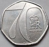 50 pence 2022 Marea Britanie, Platinum Jubilee, km#2151, Europa