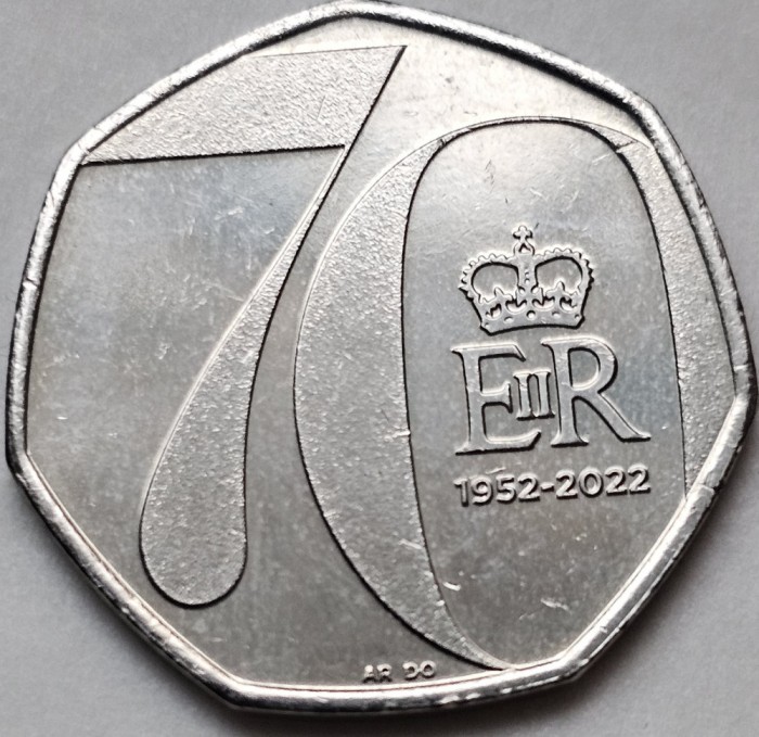 50 pence 2022 Marea Britanie, Platinum Jubilee, km#2151