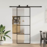 VidaXL Ușă glisantă cu set de feronerie neagră 76x205 cm Sticlă ESG