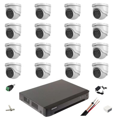 Sistem de supraveghere 16 camere 5MP Hikvision 2.8mm IR 30m, DVR AcuSense 16 canale video, accesorii instalare SafetyGuard Surveillance foto