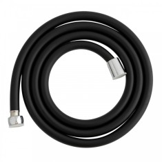 Furtun de dus din silicon Fleko, 175 cm, flexibilitate si durabilitate, finisaj mat, Negru