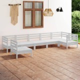 VidaXL Set mobilier de grădină, 7 piese, alb, lemn masiv de pin 3082738