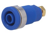 Soclu banană 4mm 32A albastru aurit pe panou
