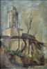 Tablou de V. Petrov-&quot;Biserica veche&quot;, pictură &icirc;n ulei (1940), Religie, Impresionism