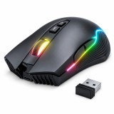 Cumpara ieftin Mouse Gaming Wireless, 3600 DPI, 7 Butoane, RGB, Senzor Optic, Ergonomic, Baterie 700mAh, 2.4GHz, PC/Laptop, Negru