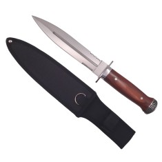 Cutit de vanatoare DEPOX&reg;, Spanish Inquisition, tais dublu, otel inoxidabil, maro, 28.5 cm, teaca inclusa