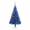 vidaXL Brad Crăciun pre-iluminat cu set globuri, albastru, 240 cm, PVC