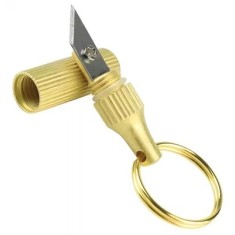 Cutit pliabil, tip breloc, inox, lama 9 mm, auriu